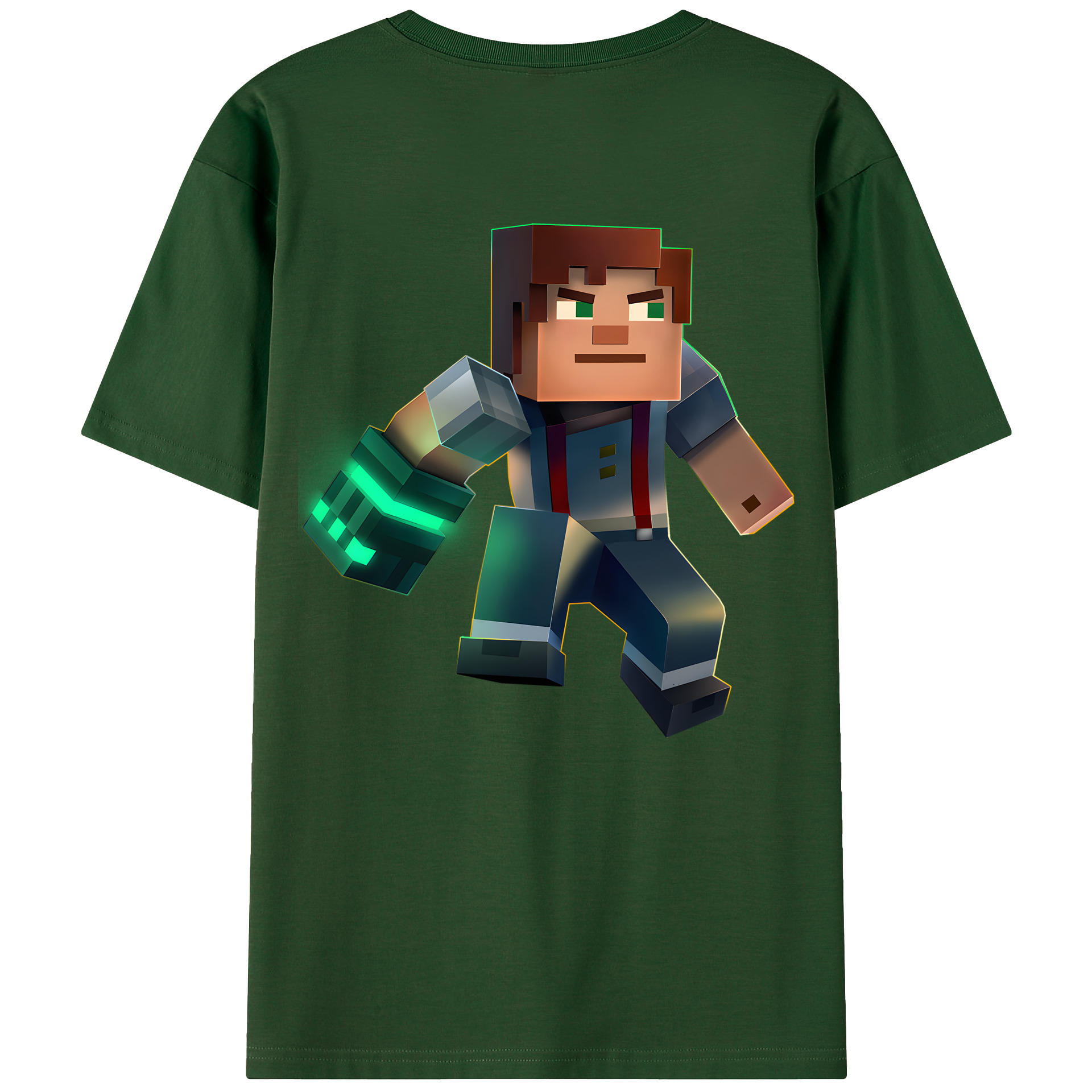 （画像用） マインクラフト ブロックの世界 Minecraft MC Block world 綿100％半袖Tシャツ（背面プリント）